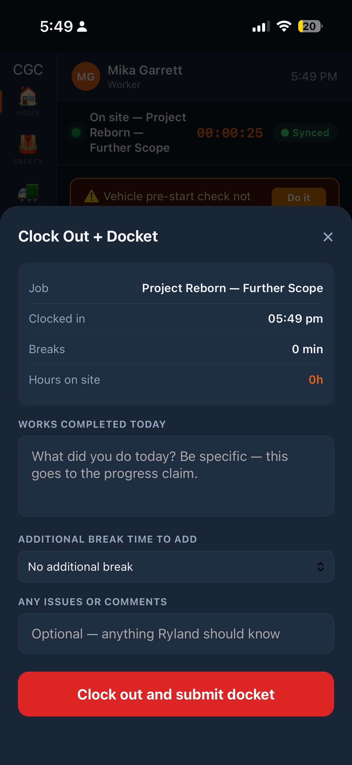 CGC portal screen