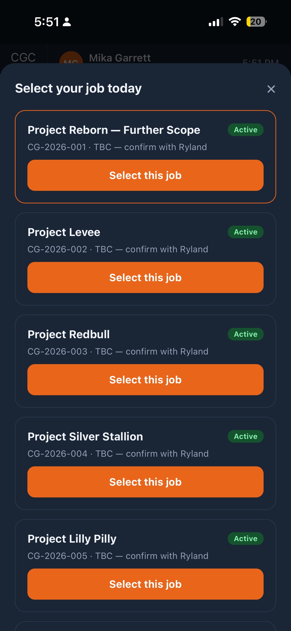 CGC portal screen