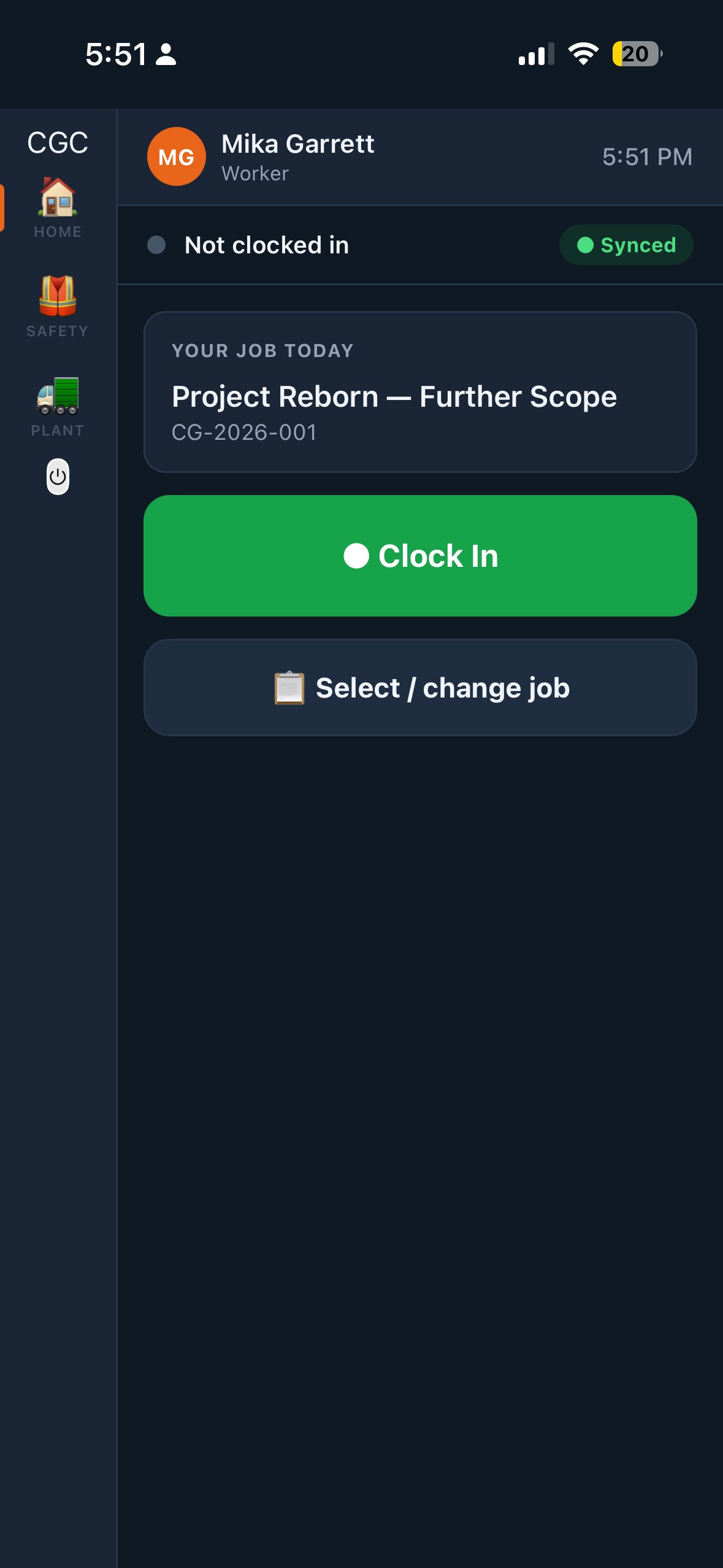 CGC portal screen